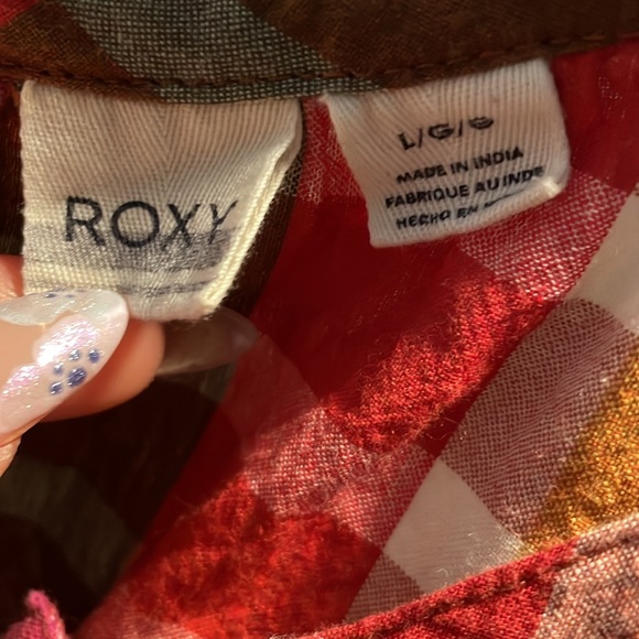 Roxy Plaid colorful Romper Woman’s Large - Picture 4 of 7